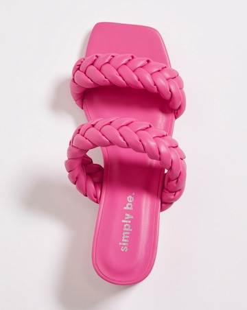 Isobel Plaited Low Block Heeled Sandals - Extra Wide Fit (EEE)