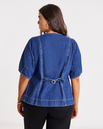 Mid Wash Button Through Denim Blouse