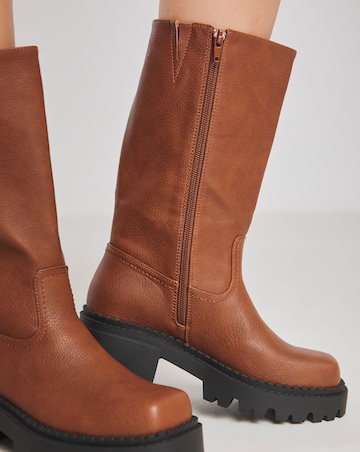 Peyton Chunky Biker Boots - Wide Fit (E) & Curvy Calf