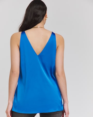 Bright Blue Sleeveless Criss Cross Satin Cami | Simply Be