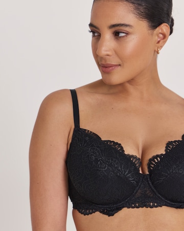 Pretty Secrets Mila Lace Wired Padded Balcony Bra (B-F) Black