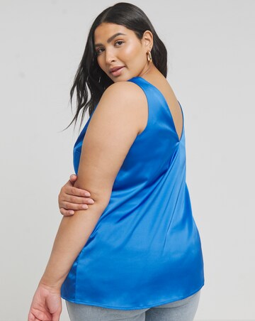 Bright Blue Sleeveless Criss Cross Satin Cami | Simply Be