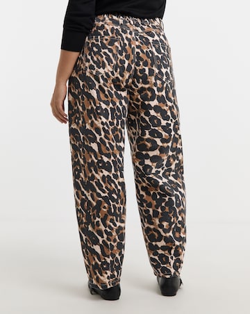 Simply Be Leopard Print Barrel Jeans