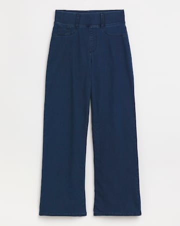 Dark Blue Stretch Wide Leg Pull On Jeggings