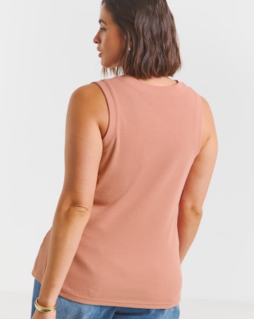 Simply Be Rose Pink Flower Cut Out Tank with Pearls