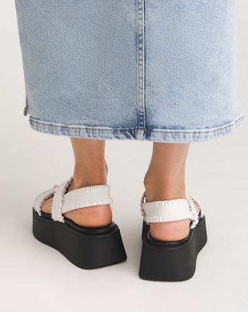 Pixie Ruched Strapped Flatform Sandals Wide E Fit Simply Comfort