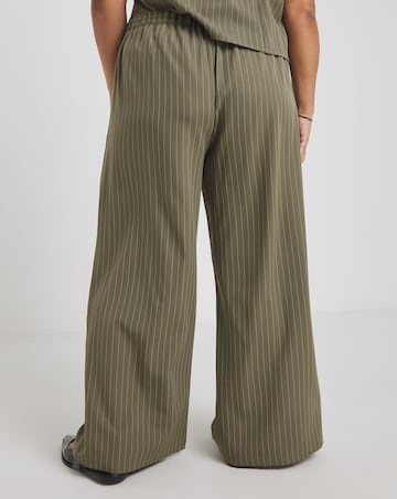 Khaki Pinstripe Wide Leg Trouser