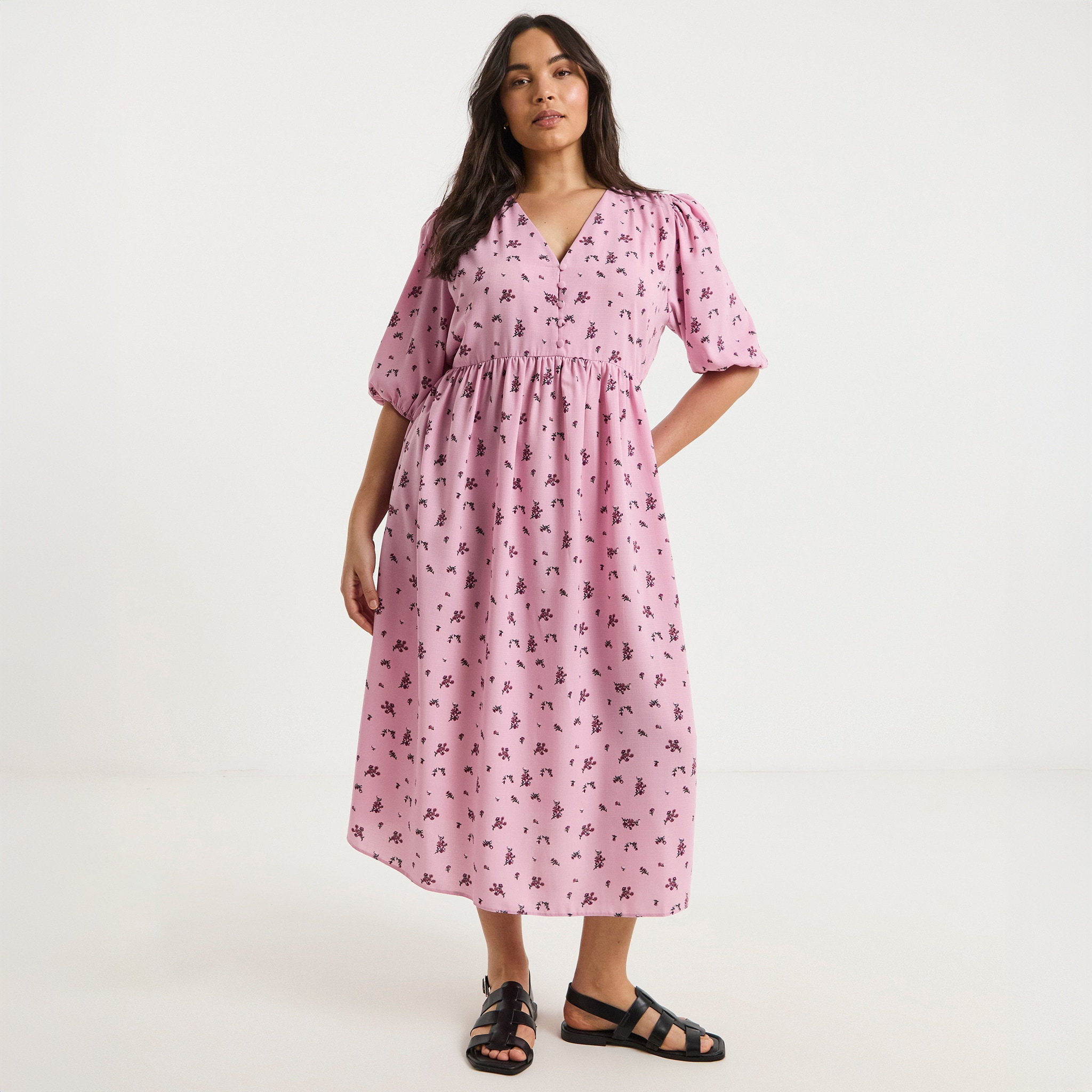 Pink print midi dress