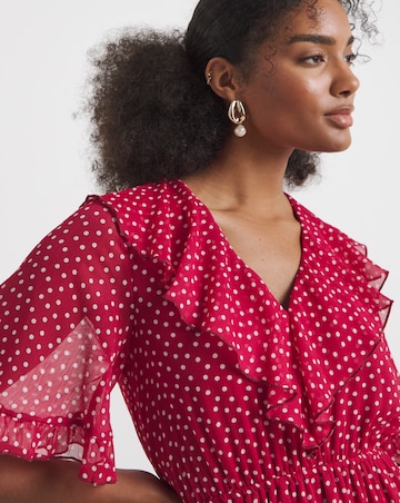 Flounce London Spot Frill Maxi Dress