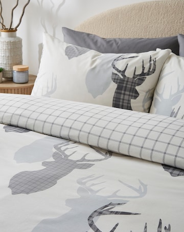 Hirsch Stags Reversible Grey Duvet Cover Set