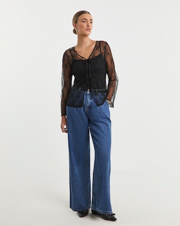 Simply Be Black Lace Tie Front Cardi