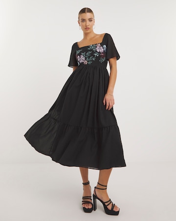 Maya Deluxe Square Neck Embellished Floral Midaxi Dress