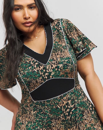 Joe Browns Jersey Contrast Floral V Neck Maxi Dress