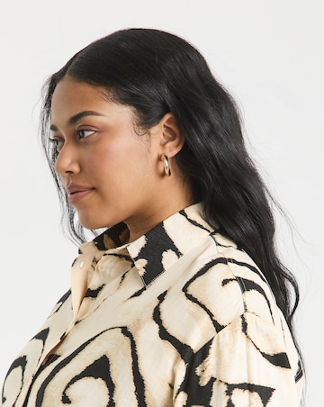 Simply Be Mono Print Linen Mix Shirt