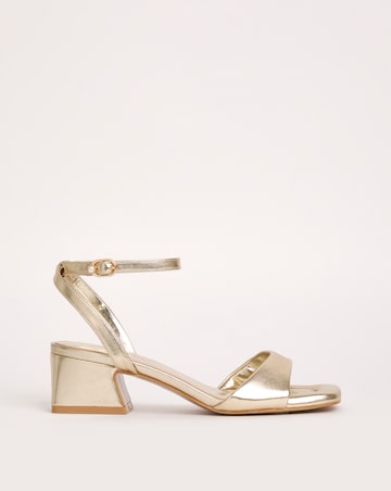 Amber Barely There Low Block Heel Sandals Wide E Fit