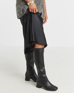 Claudia Block Heel Knee Boots - Extra Wide Fit (EEE) Super Curvy/Curvy Plus Calf