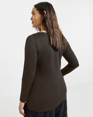 Chocolate Long Sleeve Square Neck Top