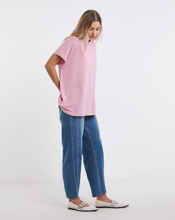Simply Be Blush Pink Slouchy Dip Back Pure Cotton T-Shirt