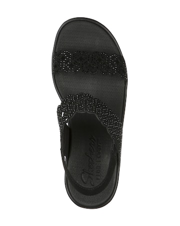 Skechers Black Rumble On Sassy Dayz Wedge Sandals- Wide Fit (E)