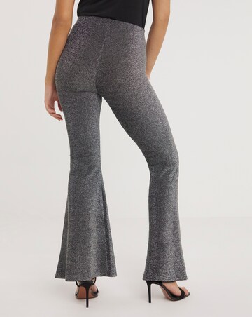 Silver Glitter Knit Jersey Flares