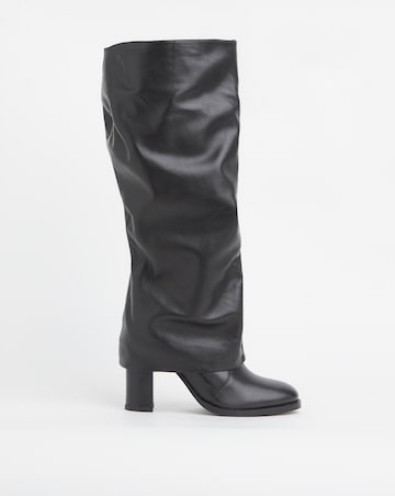 Lauretta Leather Gaiter Platform Heeled Boots Wide E Fit Curvy Calf