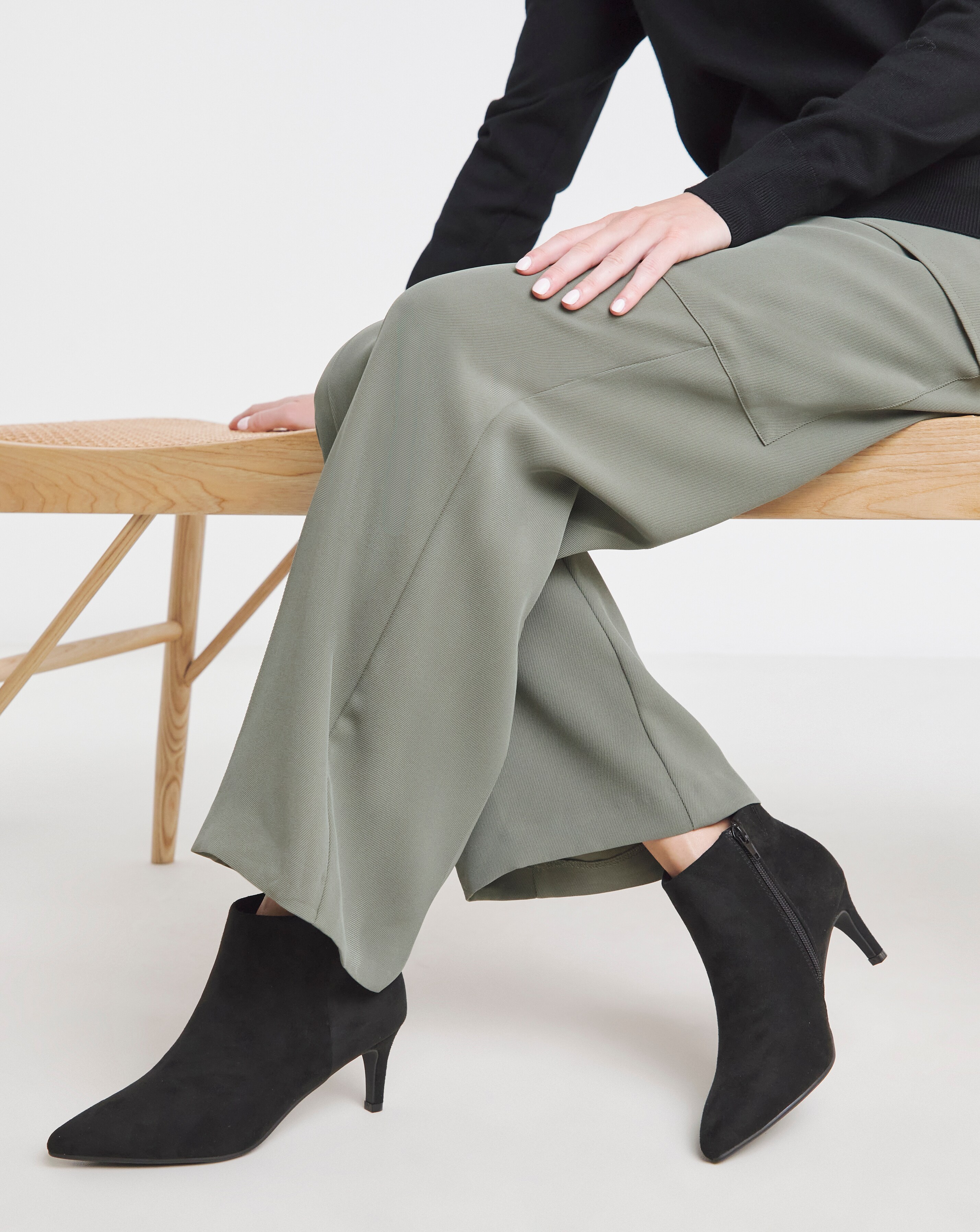 Cairns Kitten Heel Pointed Toe Ankle Boot - Wide Fit (E)