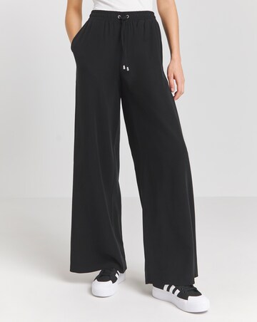Black Premium Tie Waist Wide Leg Trousers