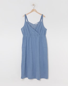 Simply Be Blue Wrap Front Midi Dress