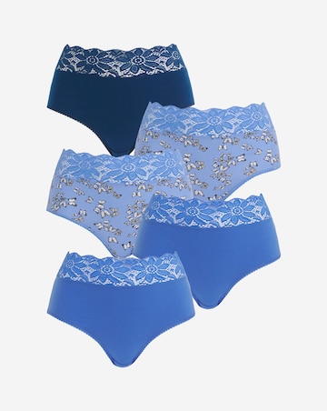 Pretty Secrets 5 Pack Lace Top Full Brief Knickers Butterfly