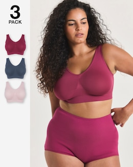 Pretty Secrets (3 Pack) Plain Comfort Tops (Fits Up To D Cup) Berry Multi