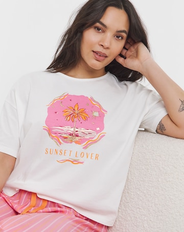 Simply Be Sunset Lover Stripe Pant Pyjama Set