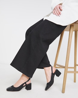 Heavenly Soles Tegan Low Block Heel Slingback Shoes - Extra Wide Fit (EEE)