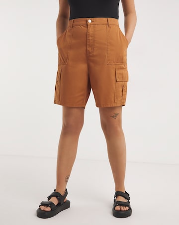 Camel Cargo Longer Length Utility Short