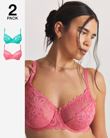 Pretty Secrets (2 Pack) Daisy Lace Full Cup Bras (B-G)