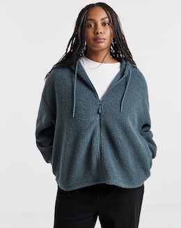 Charcoal Grey Borg Zip Through