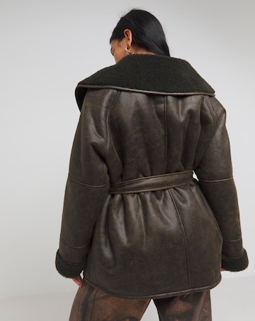 Dark Brown Shawl Collar Aviator
