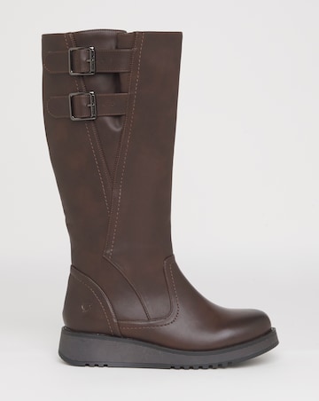 Heavenly Feet Bernice Knee High Boots Curvy Calf Wide Fit