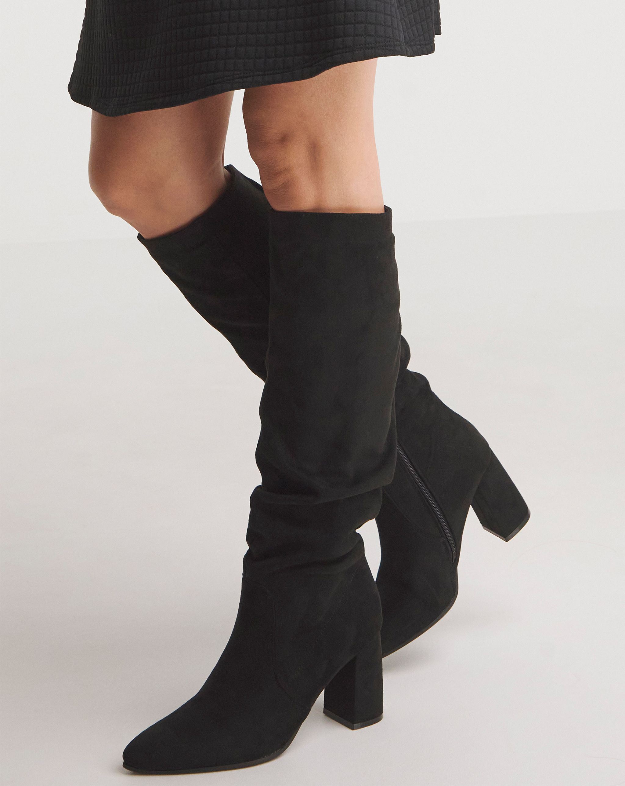 Knee high boots with zip detail