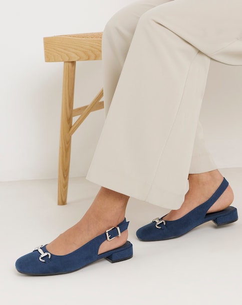 Presley Low Block Heel Slingback With Snaffle Trim - Extra Wide Fit (EEE)