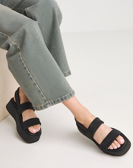 Pixie Ruched Strapped Flatform Sandals - Extra Wide Fit (EEE)