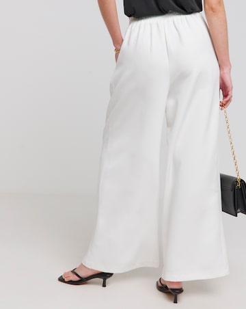 Flounce London Cream Wide Leg Trousers