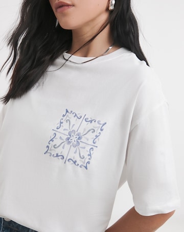 White Oversized Lemons & Tiles Graphic T-Shirt