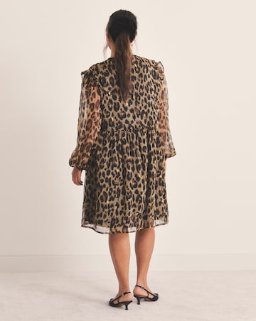 Leopard Bow Georgette Skater Dress