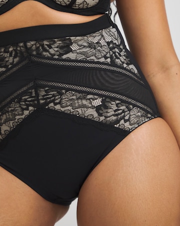 MAGISCULPT Firm Tummy Control Lace And Mesh Waist Nipper Brief - Black