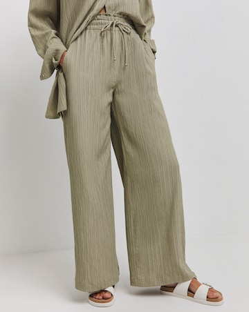 Sage Textured Wide Leg Trousers