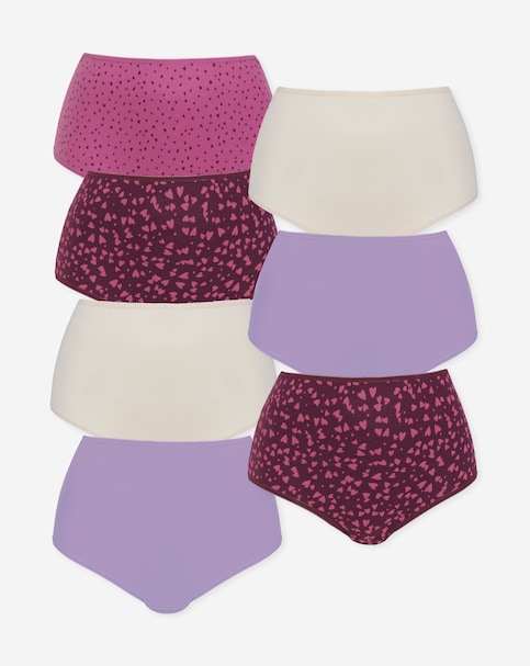 Pretty Secrets (7 Pack) Cotton Full Fit Knickers Heart Print