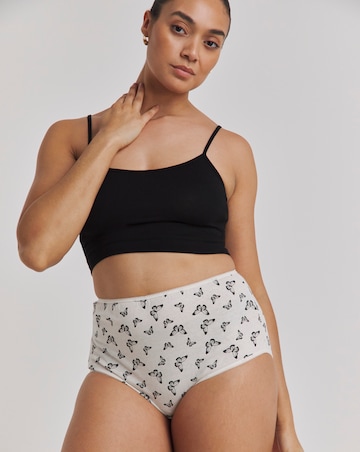 Pretty Secrets 7 Pack Cotton Full Fit Brief Knickers - Black Butterfly