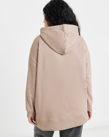 Mocha Popper Side Longline Hoodie