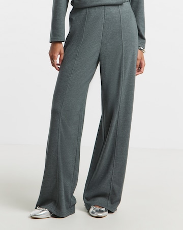 Charcoal Marl Ribbed Wide Leg Trousers