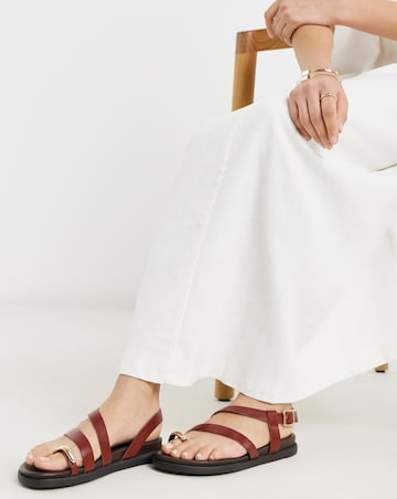 Carlota Leather Toe Hardware Footbed Sandals - Extra Wide Fit (EEE)